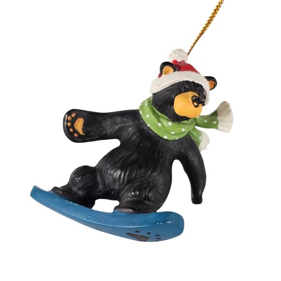 Bearfoots Jeff Fleming Big Sky Carver Snowboarding Bear Ornament 2.75” Christmas - Picture 5 of 16